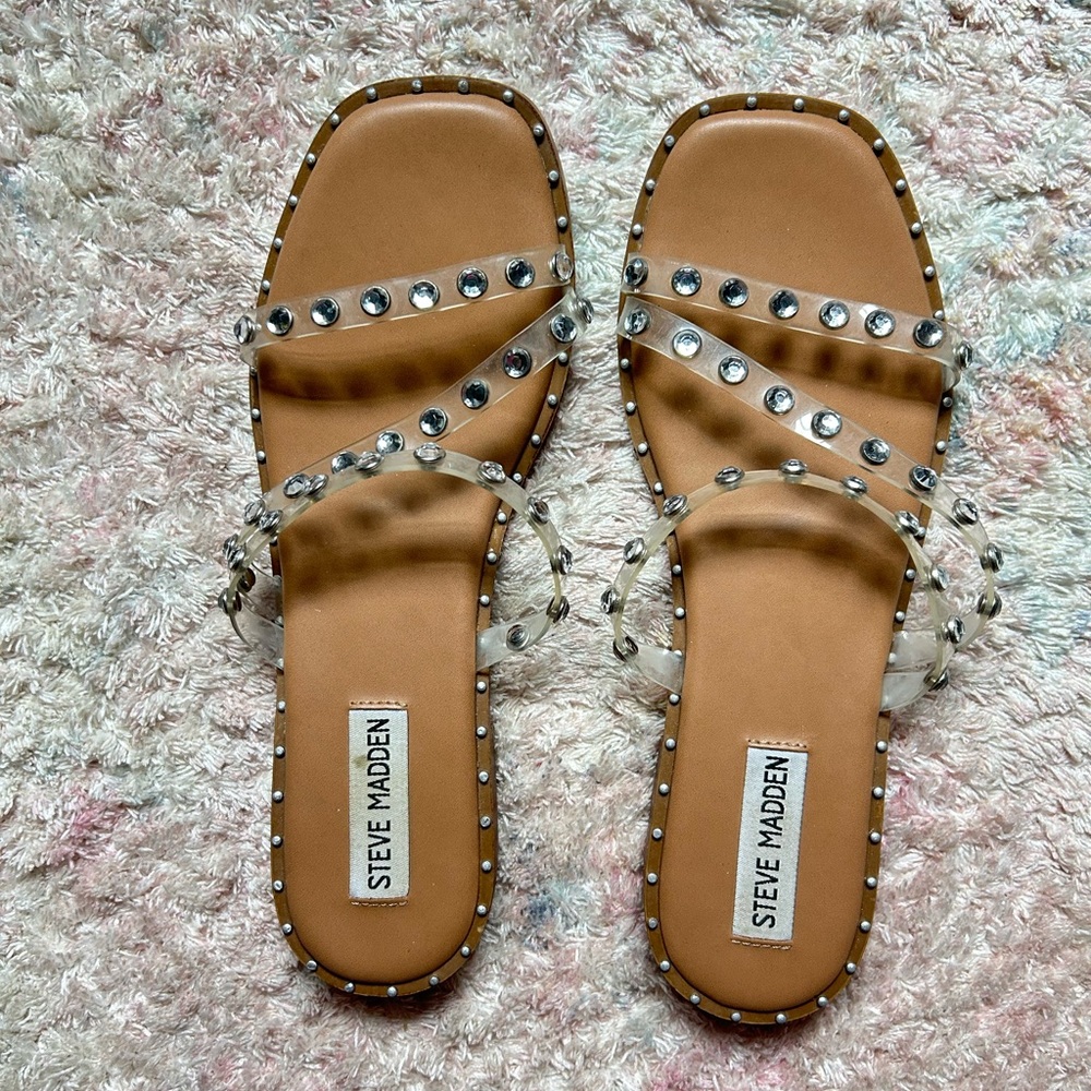 Steve Madden Tan Studded Sandals